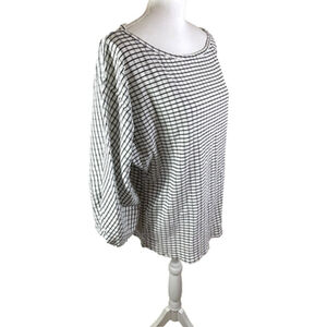 NWT Max Studio Black White Check Long Sleeve Blouse Sz L